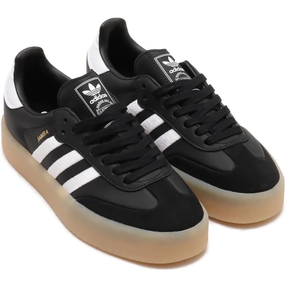 Adidas Black and White Sambas with Gum Bottom